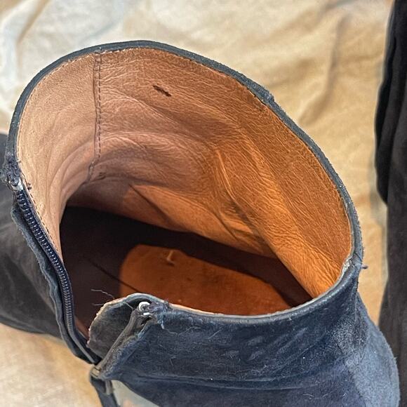 Joie Suede Blue Block Heel Angle Boot With Cushioned Sole - 39 - Picture 4 of 6